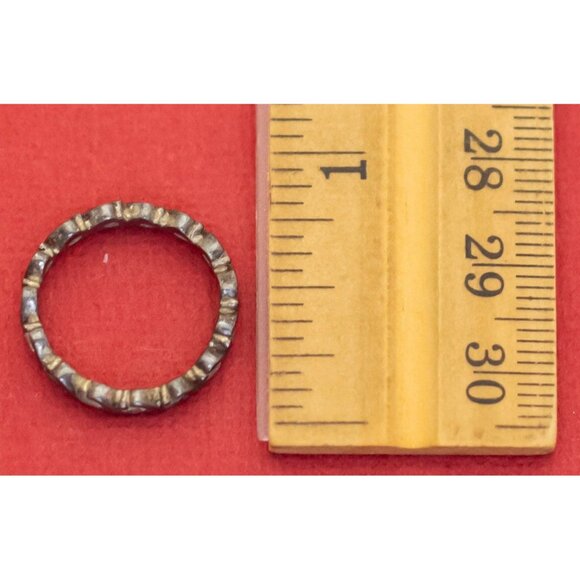 Size 5, Vintage Wavy Rhinestones Sterling Silver Ring - F39 - Picture 3 of 3